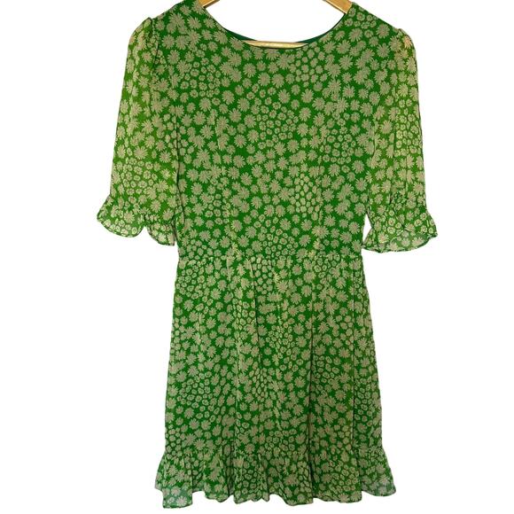Emory Park Green Floral Ruffle Lined Spring Summer Dress Small - Medium - Picture 1 of 6